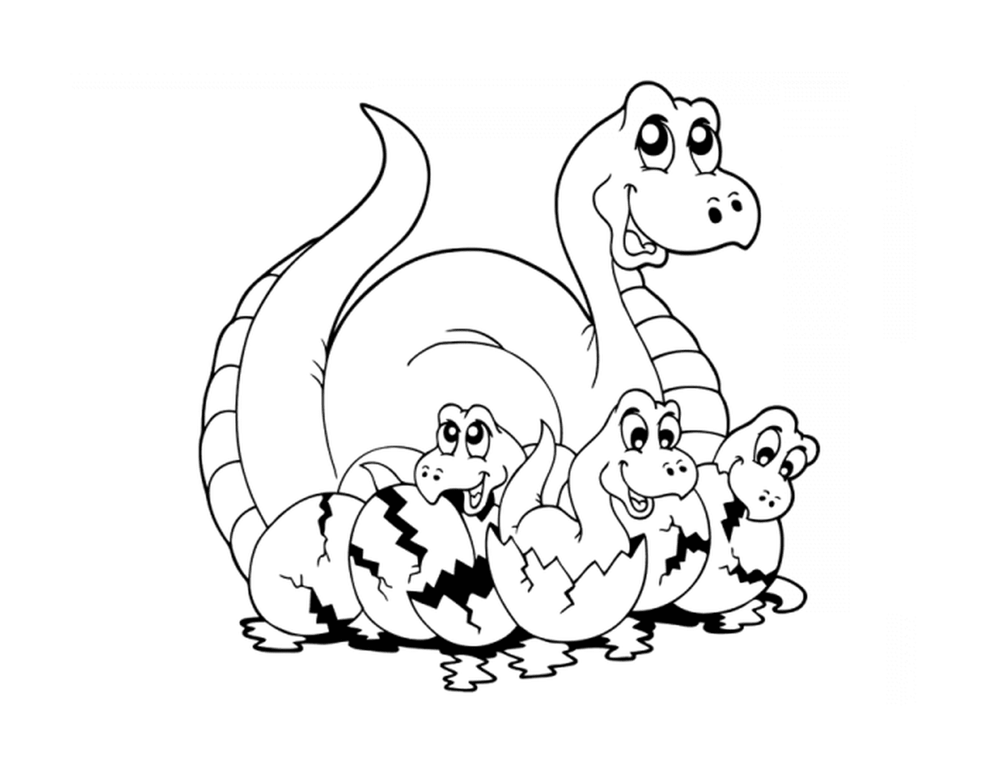 coloriage maman dinosaure et ses bebes dinos