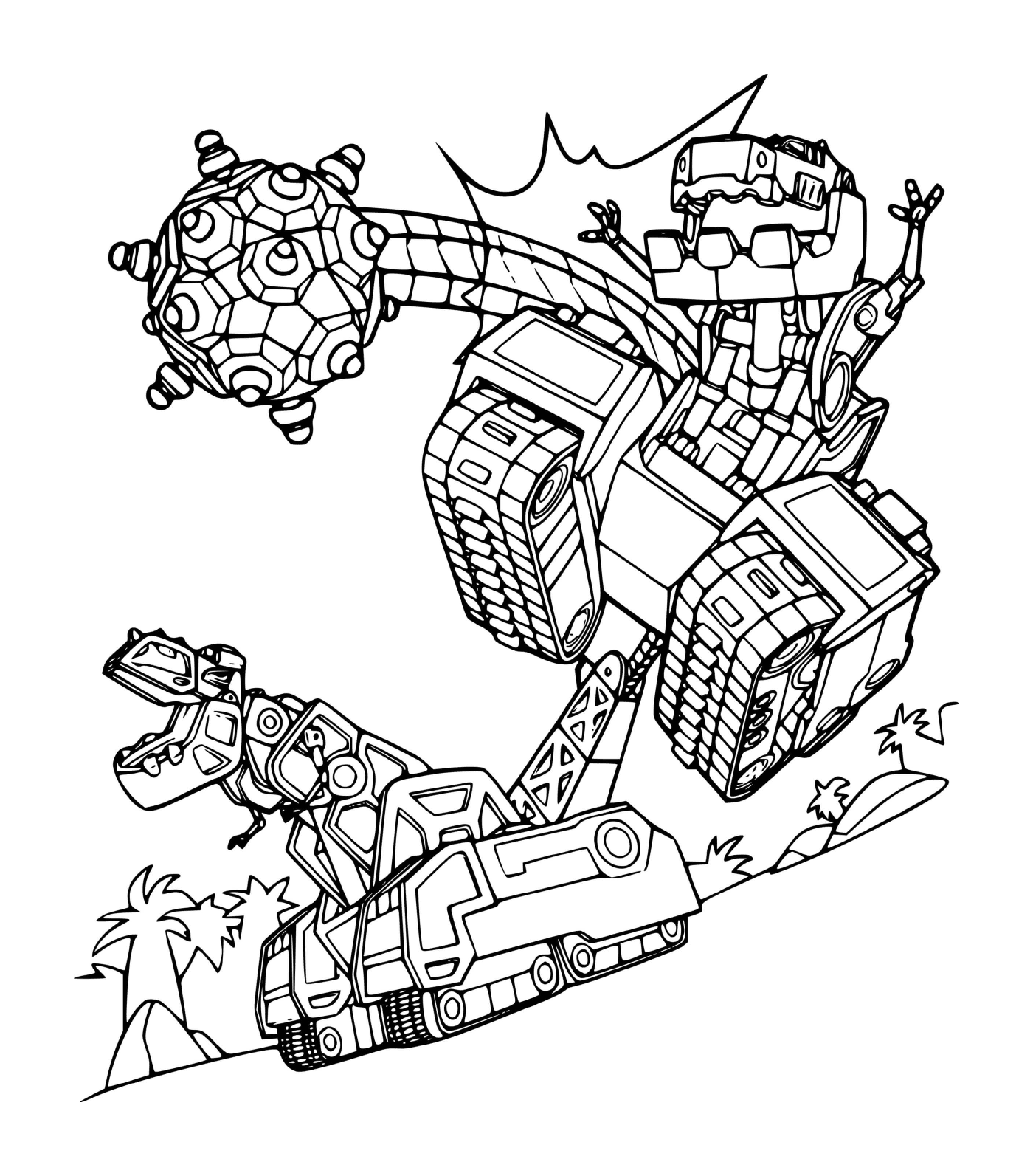 coloriage Ty Rux Fighting D Structs Dinotrux
