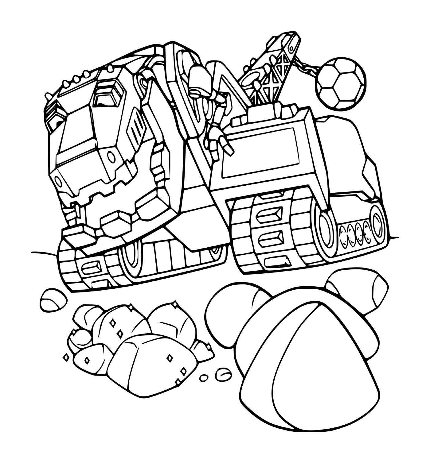 coloriage Ty Rux and Rocks Dinotrux