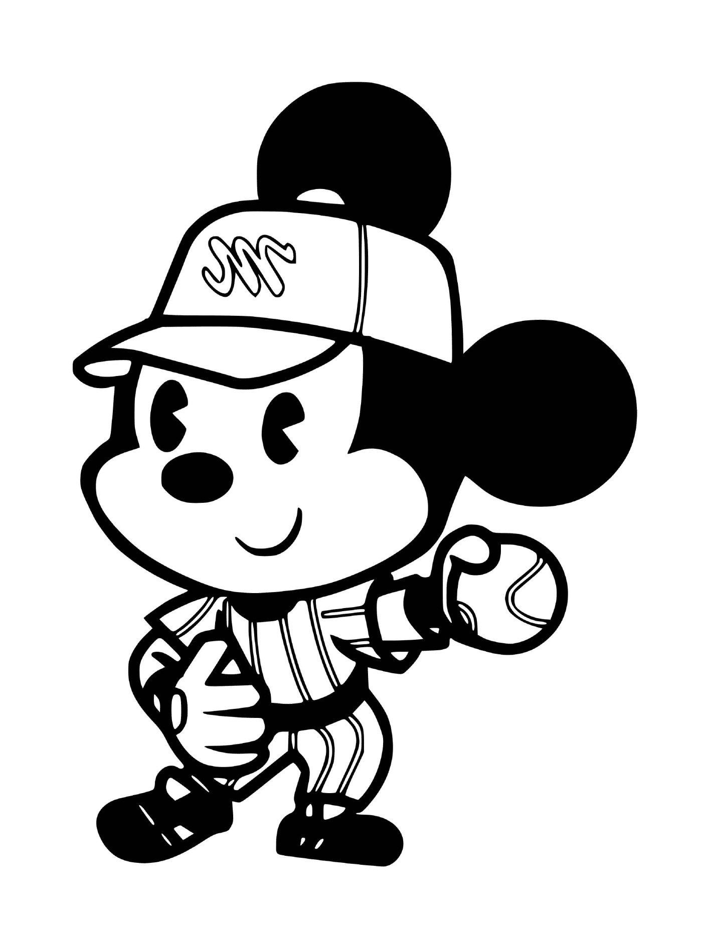 coloriage mickey mouse joue au baseball