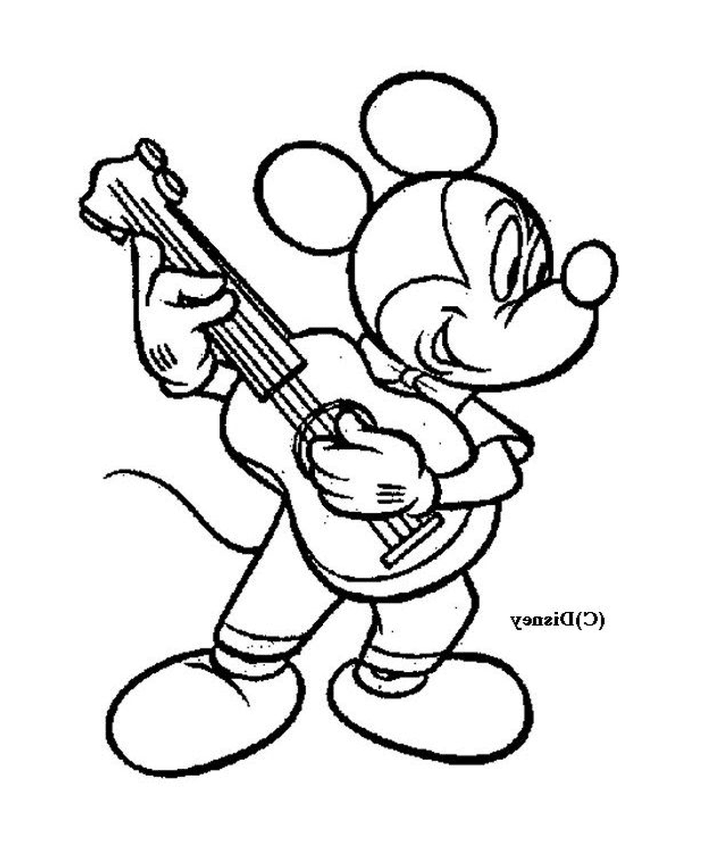 coloriage Mickey joue de la guitare