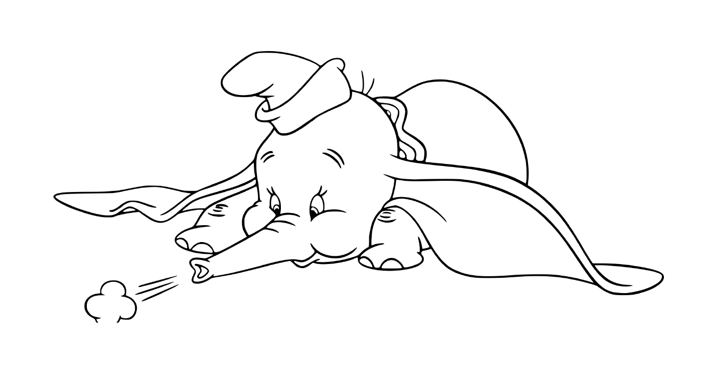 coloriage dumbo elephant avec des oreilles surdimensionnees