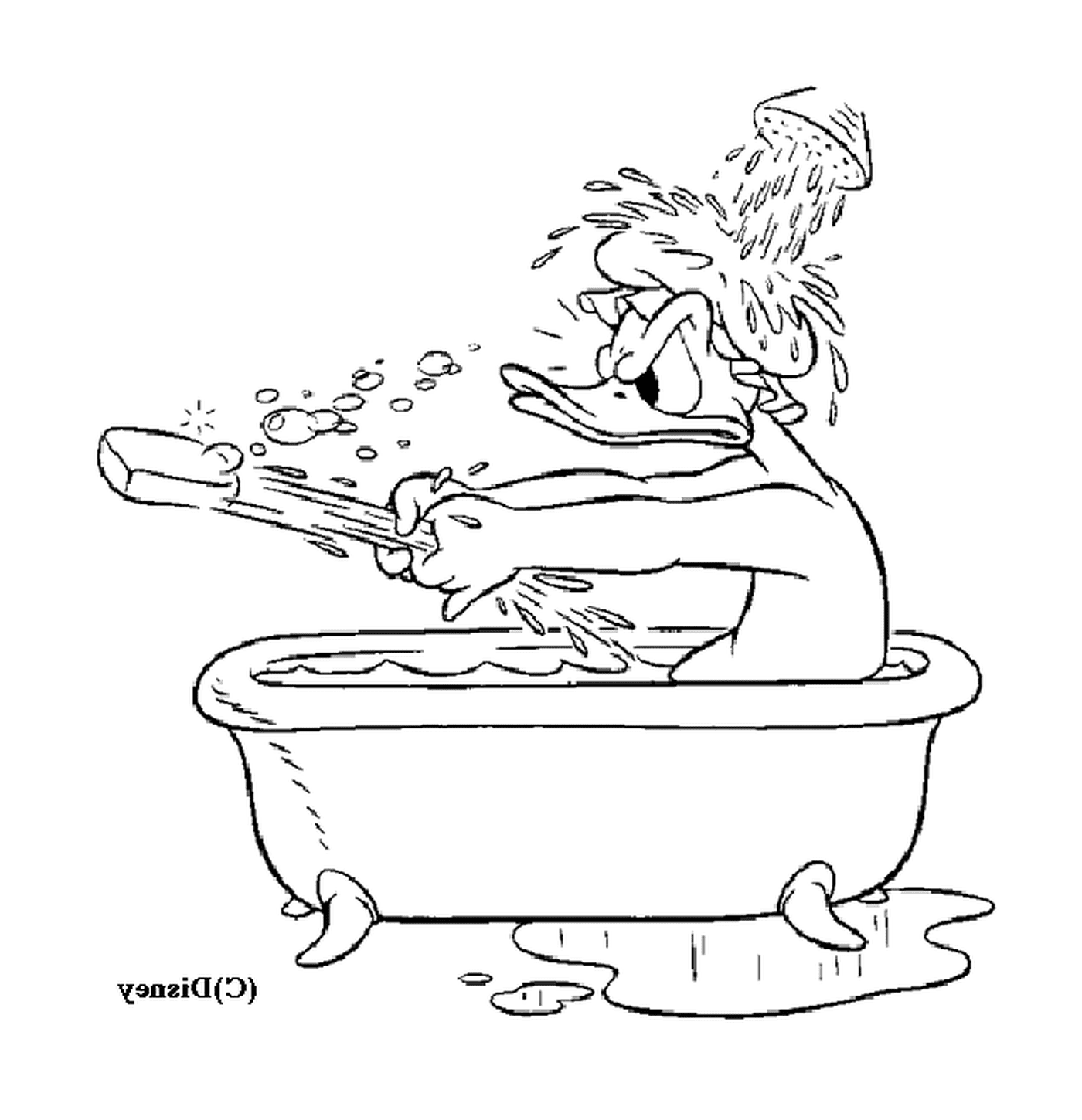 coloriage Donald dans son bain Disney