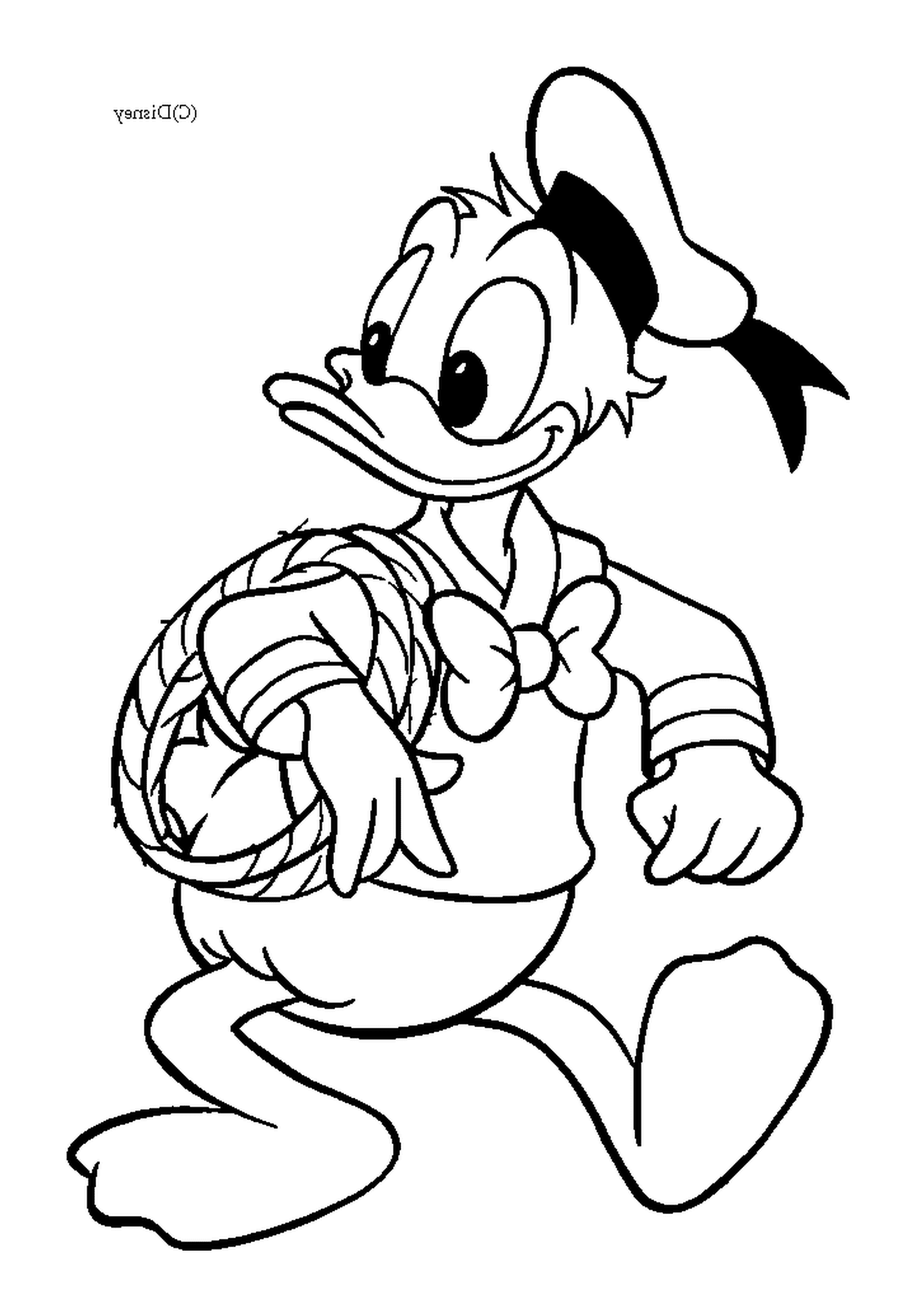 coloriage Donald avec une corde Disney