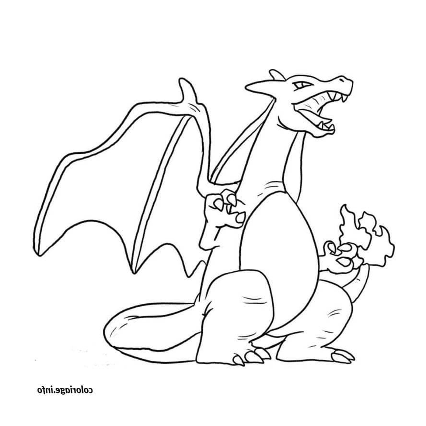 coloriage dracaufeu dragon pokemon souffle brulant