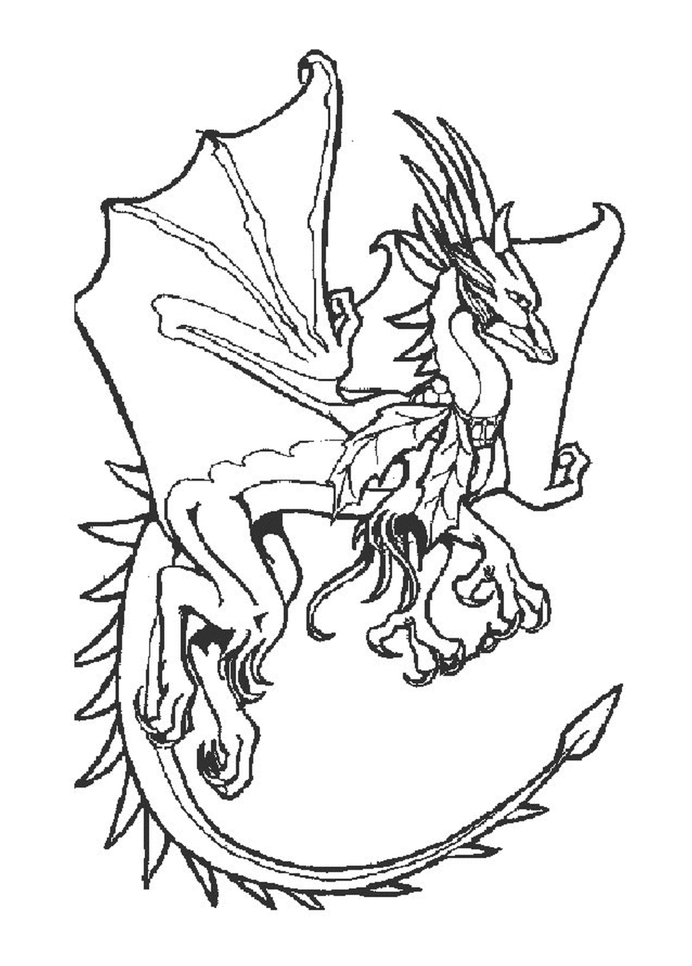 coloriage dragon avec de grandes ailes