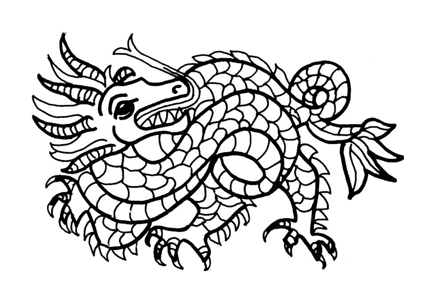 coloriage dragon avec des ecailles