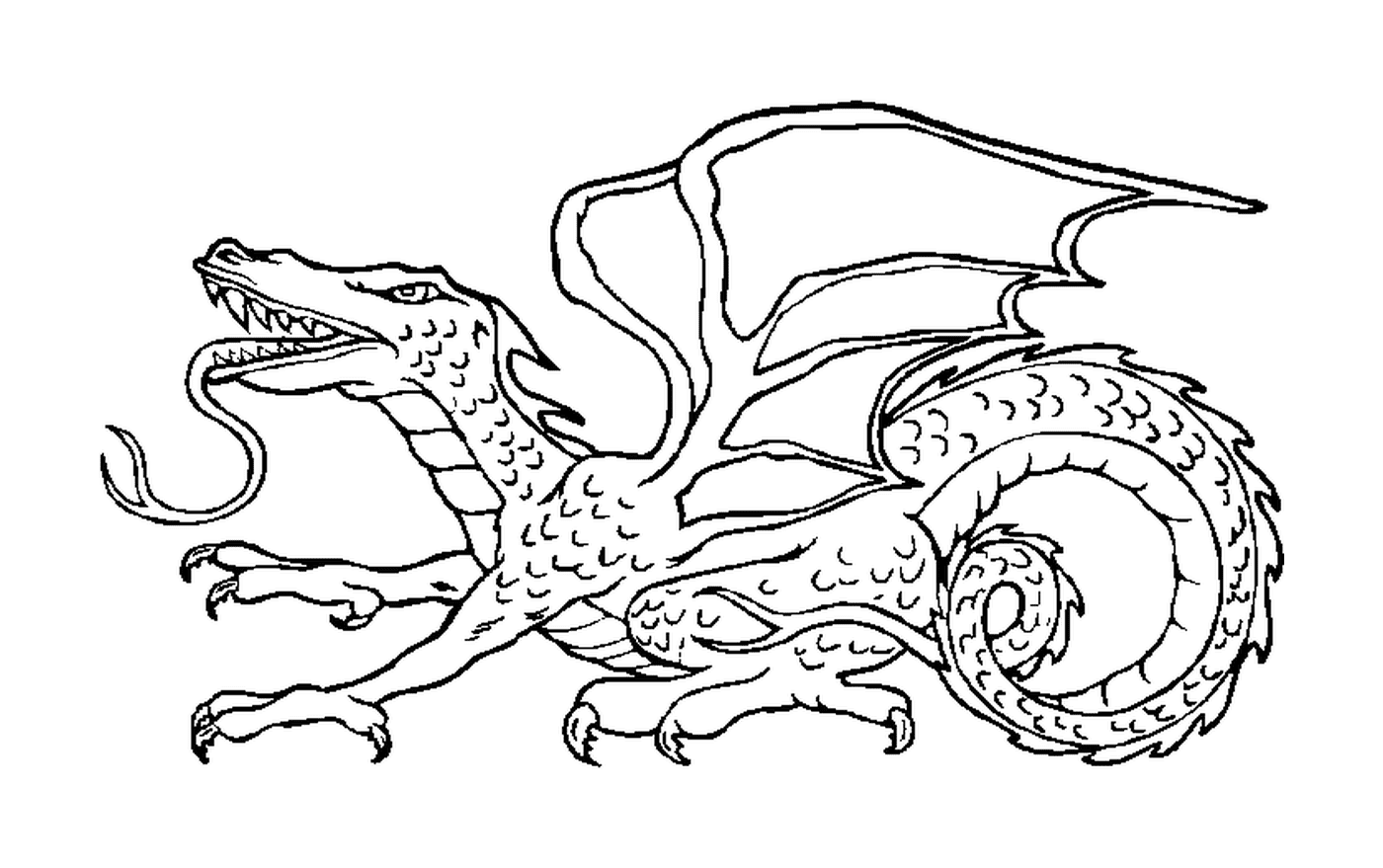 coloriage dragons avec langue de serpent
