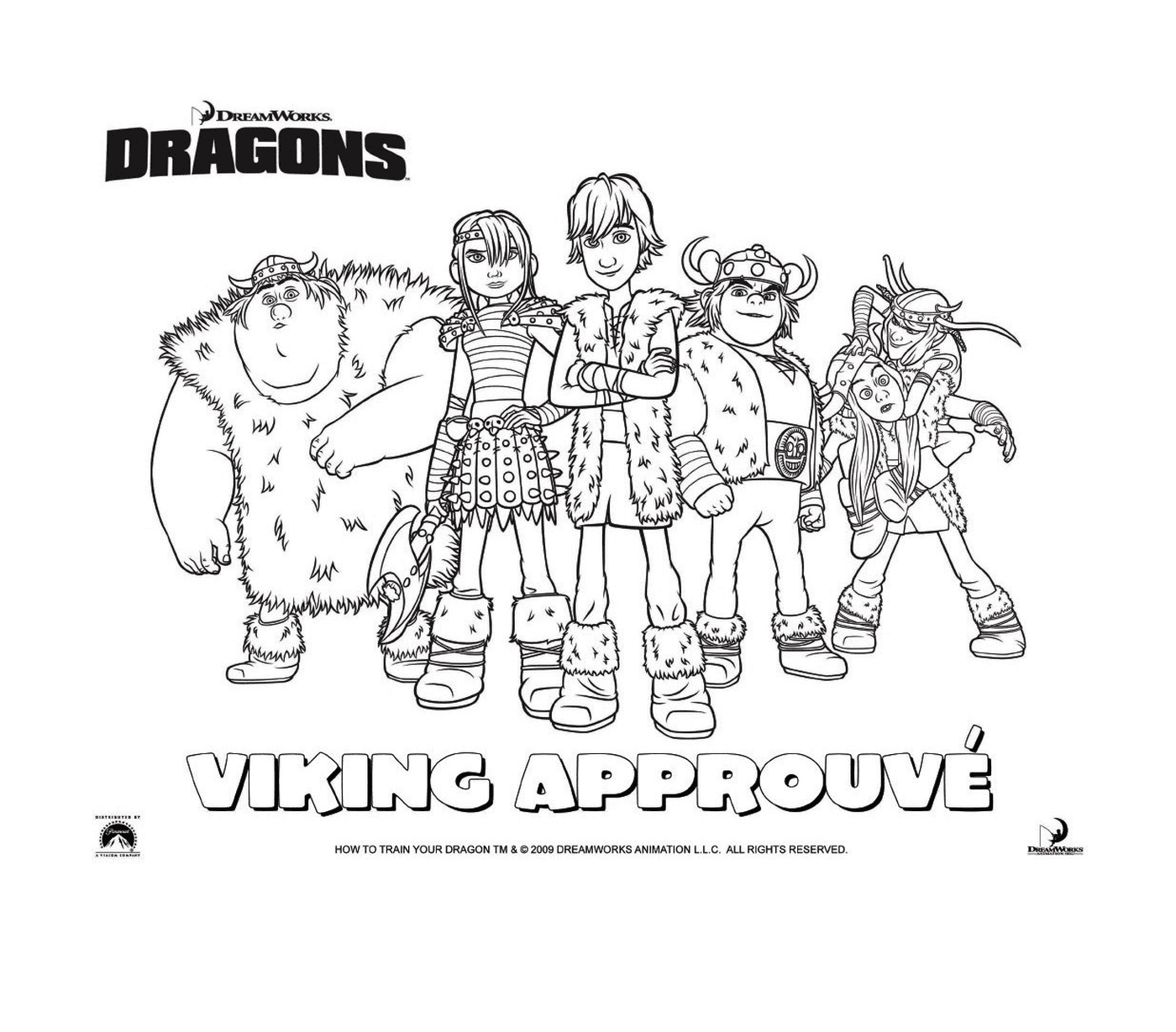coloriage dragons le film viking groupe