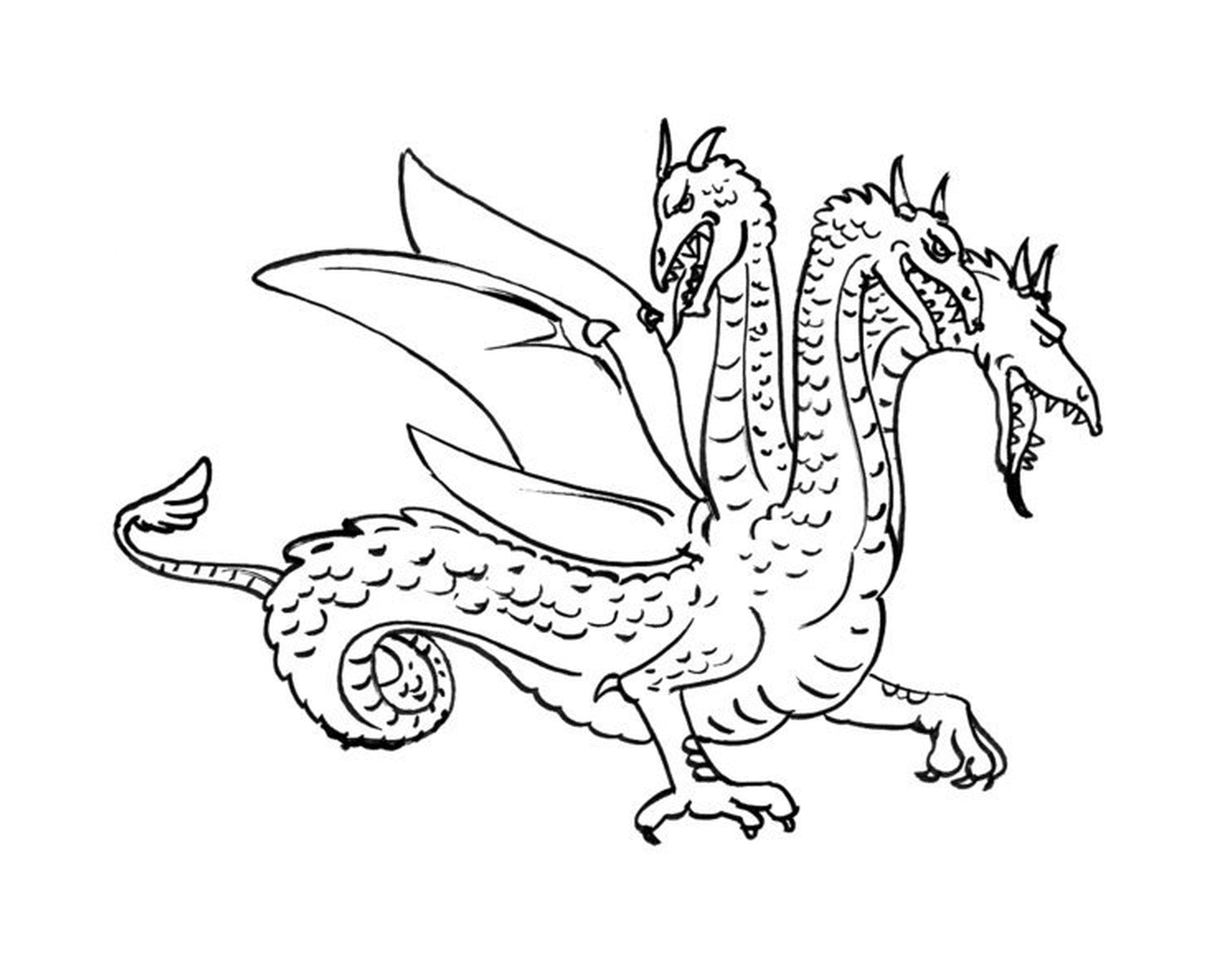 coloriage dragon avec trois tetes