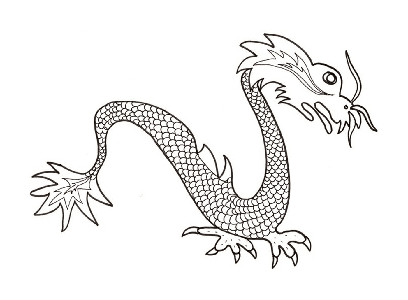 coloriage dragon chinois simple