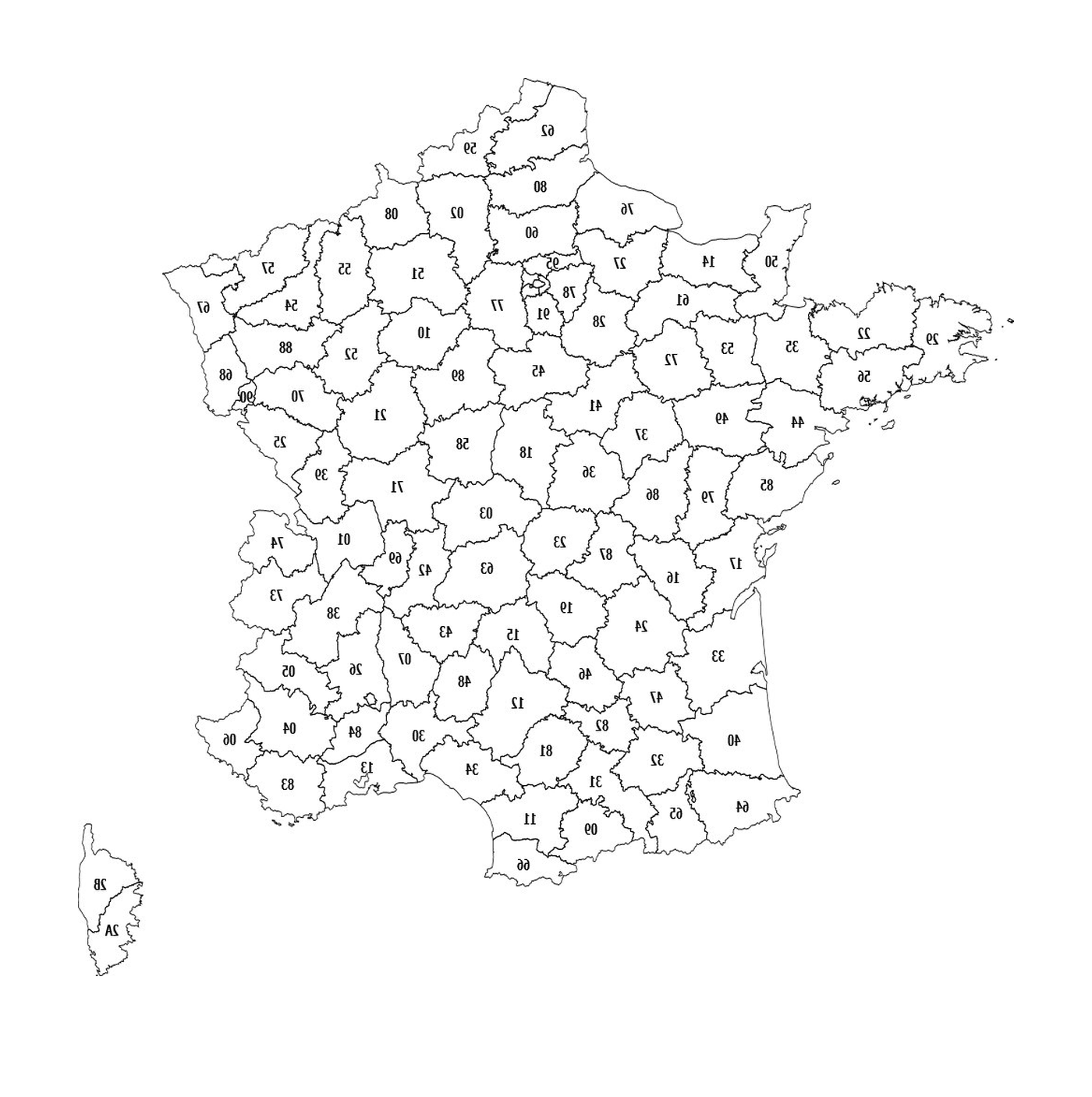 coloriage carte des departements de france