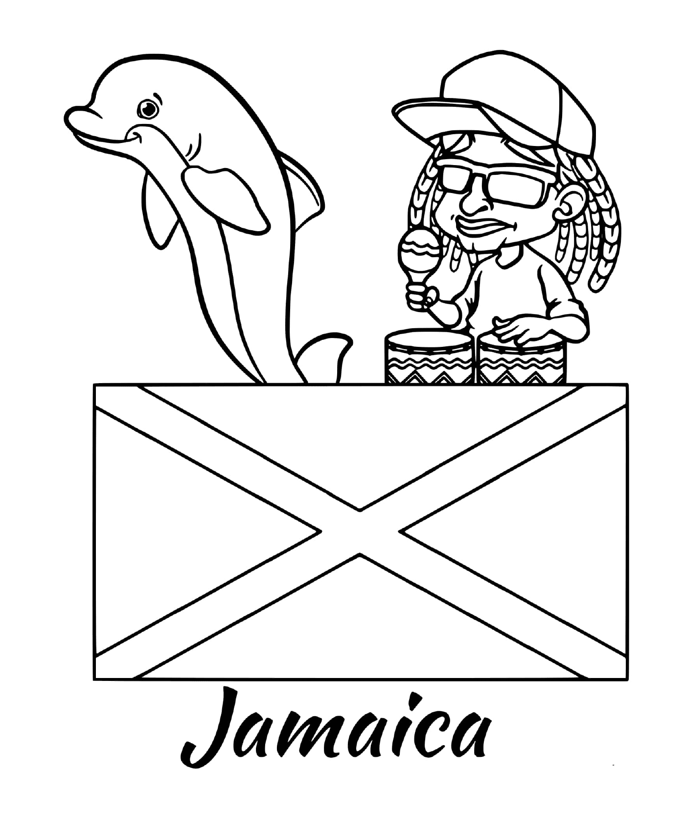 coloriage jamaica drapeau reggae