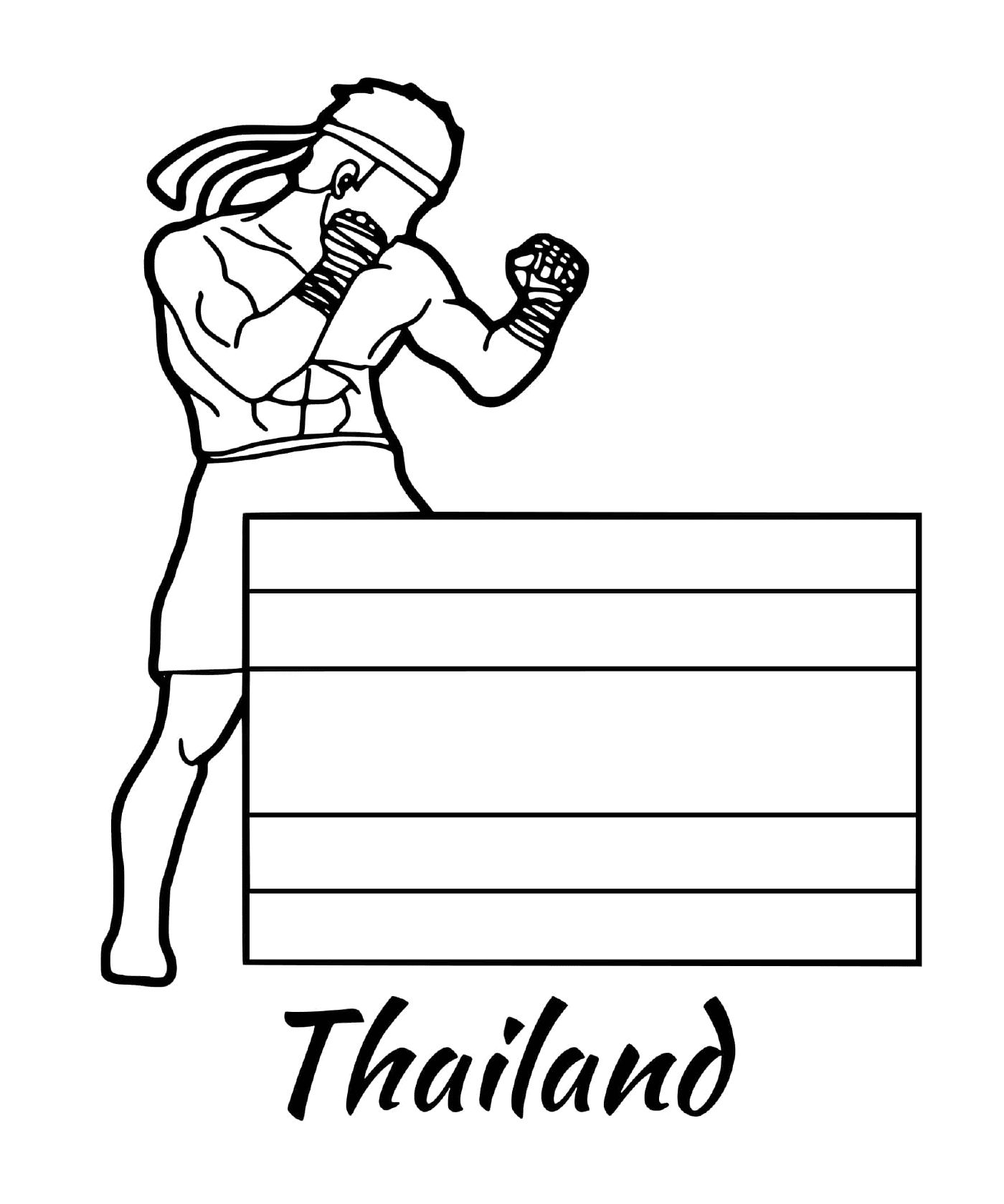 coloriage thailande drapeau muay thai