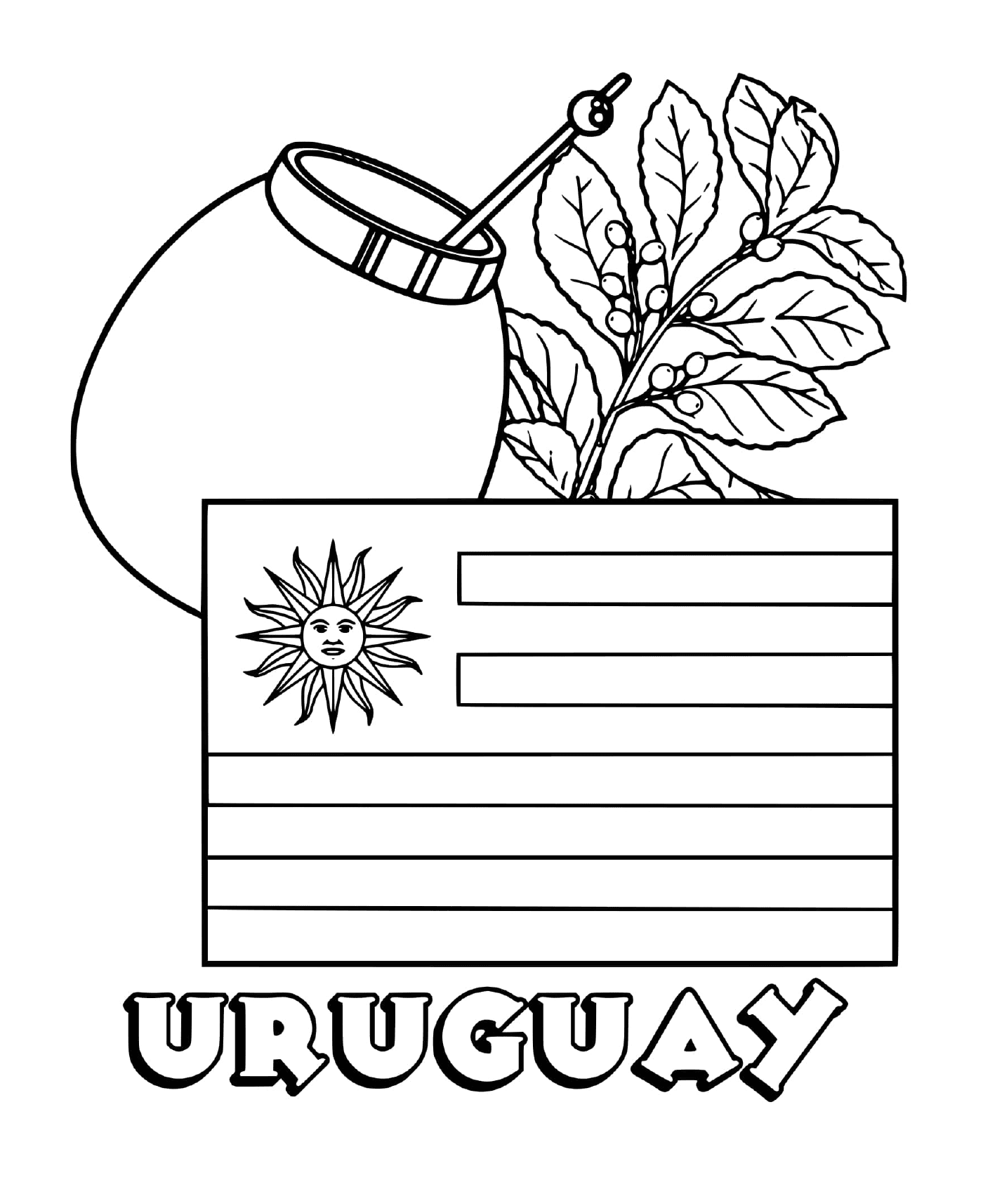 coloriage uruguay drapeau yerba mate