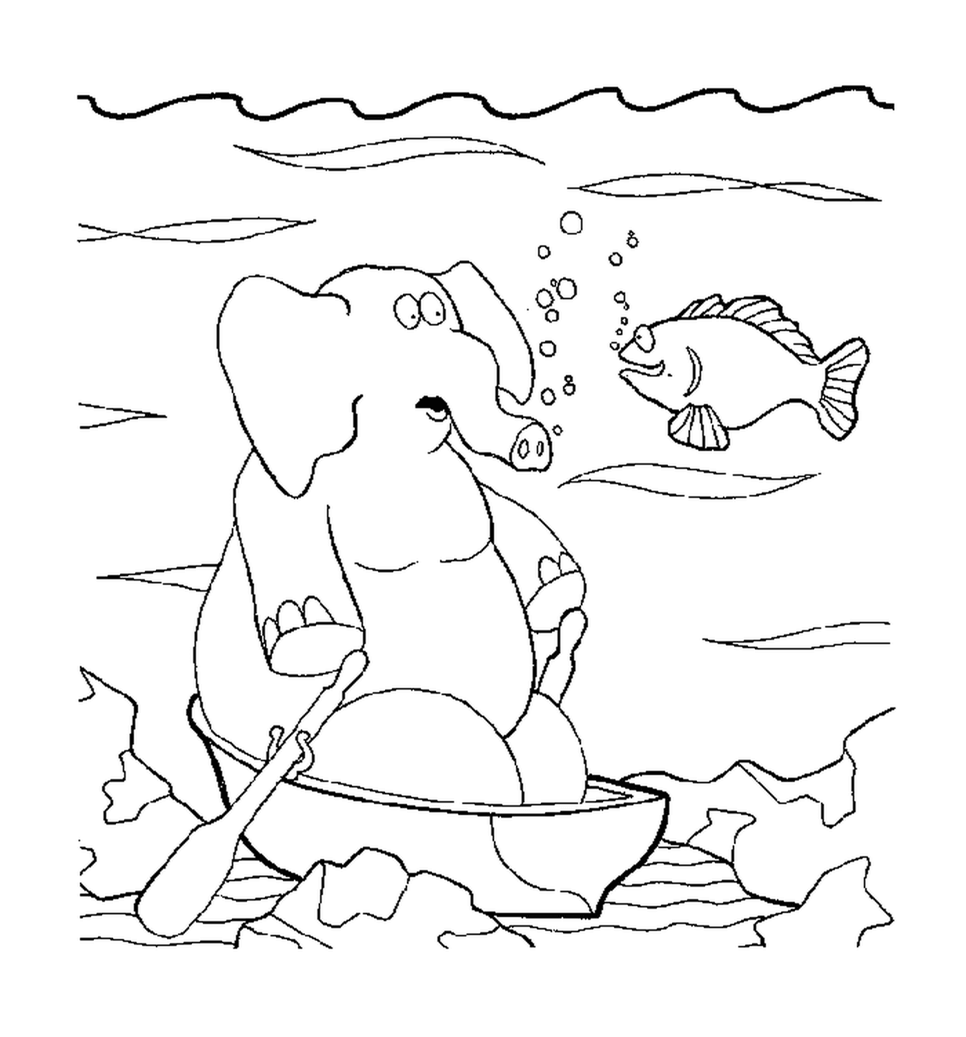 coloriage un elephant sous l eau