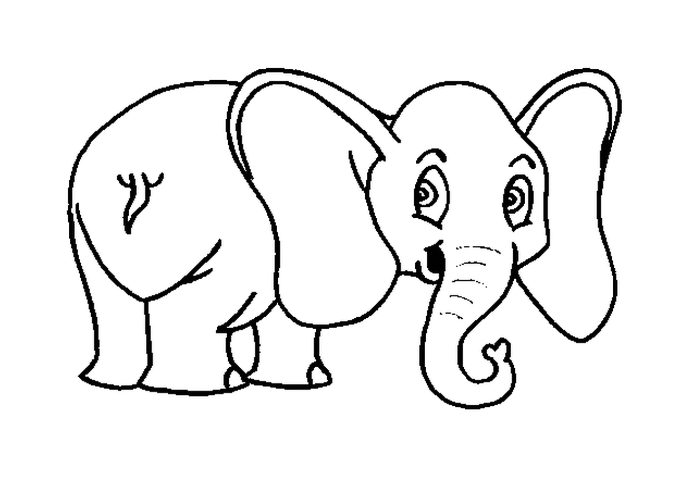 coloriage elephant avec deux grandes oreilles