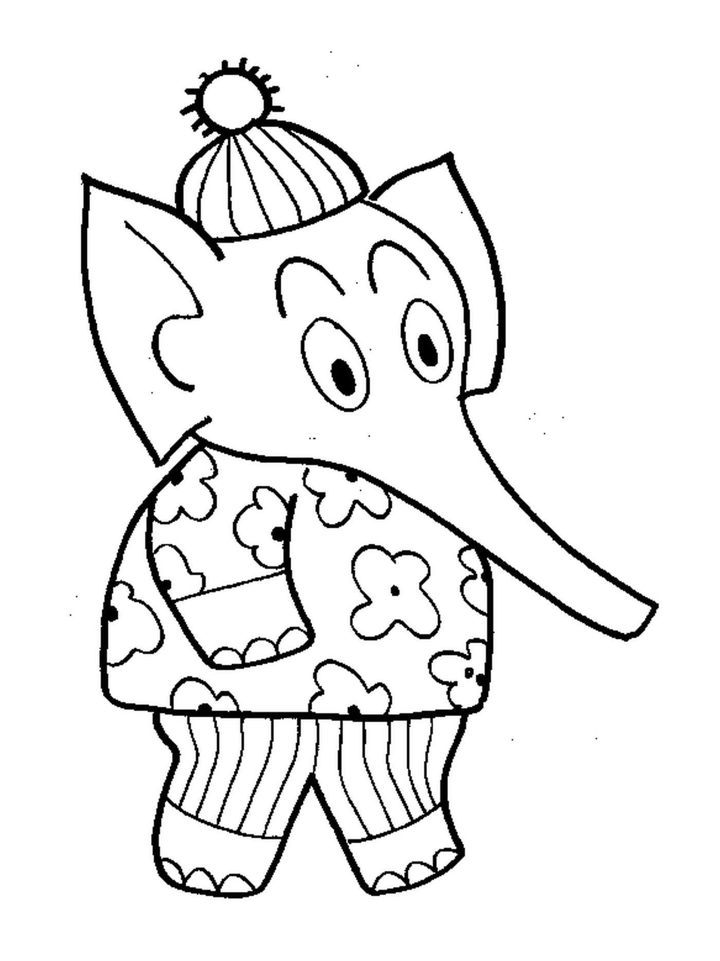 coloriage un elephant en pyjama