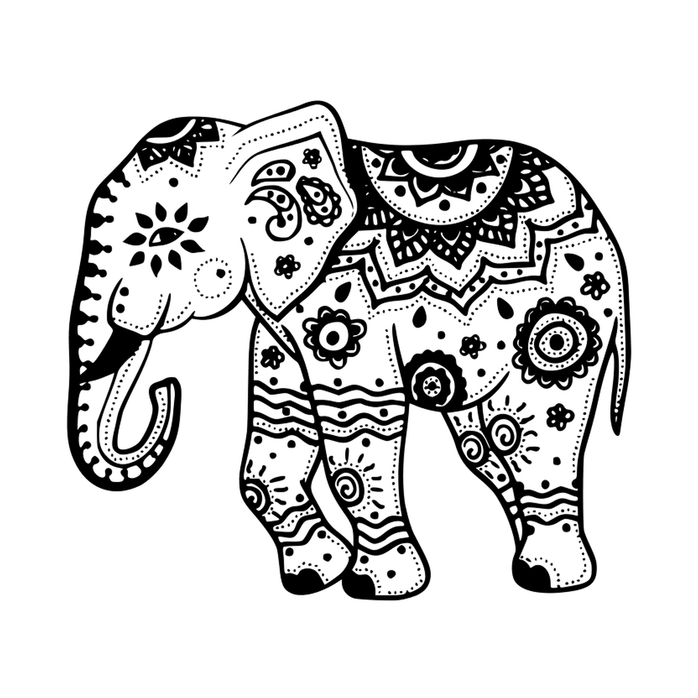 coloriage elephant avec motifs