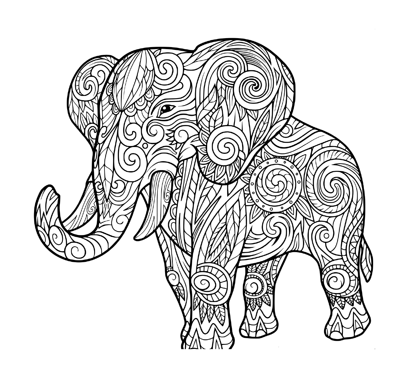 coloriage elephant pour adulte animaux