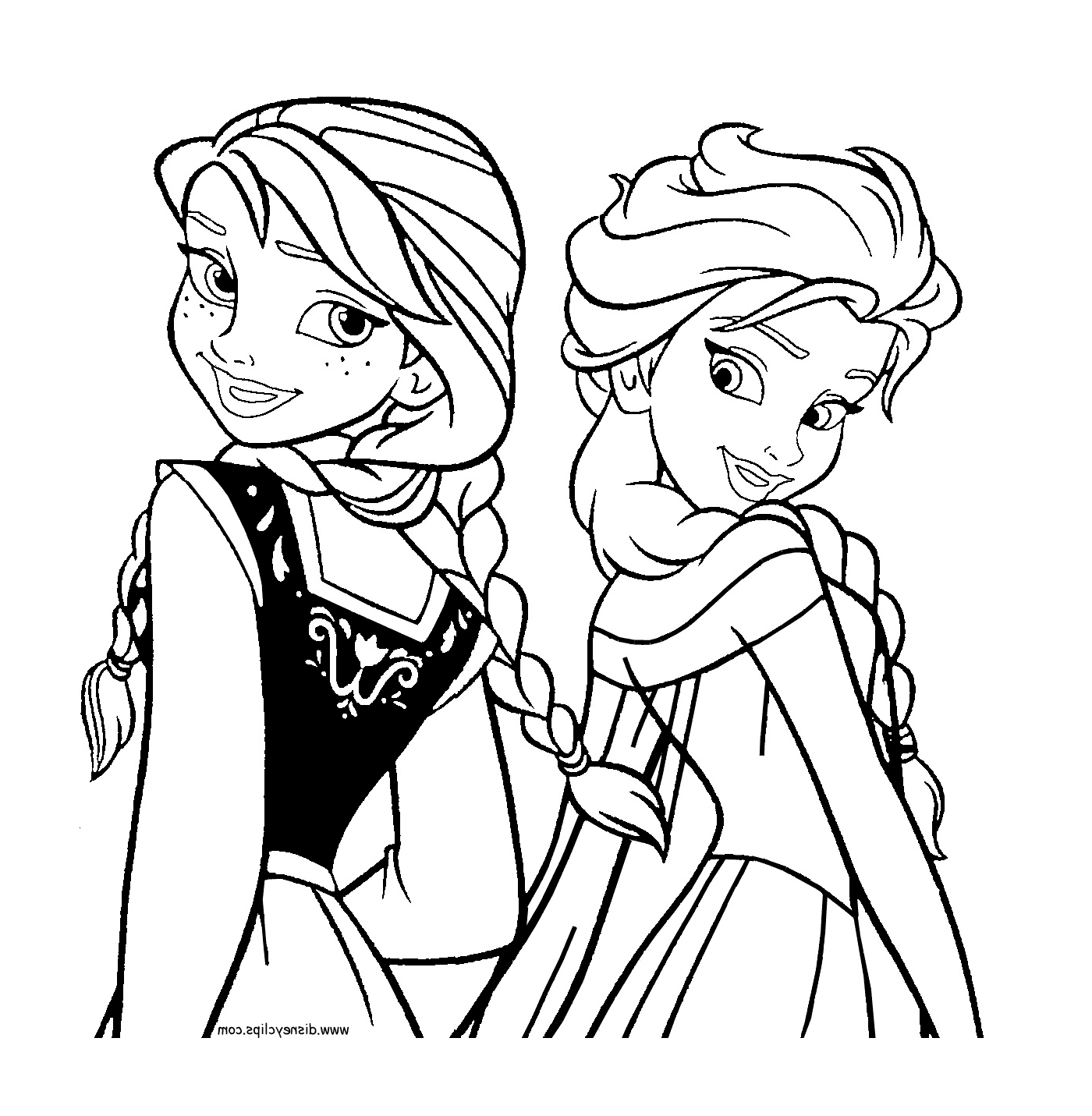 coloriage Elsa et Anna Reine des neiges