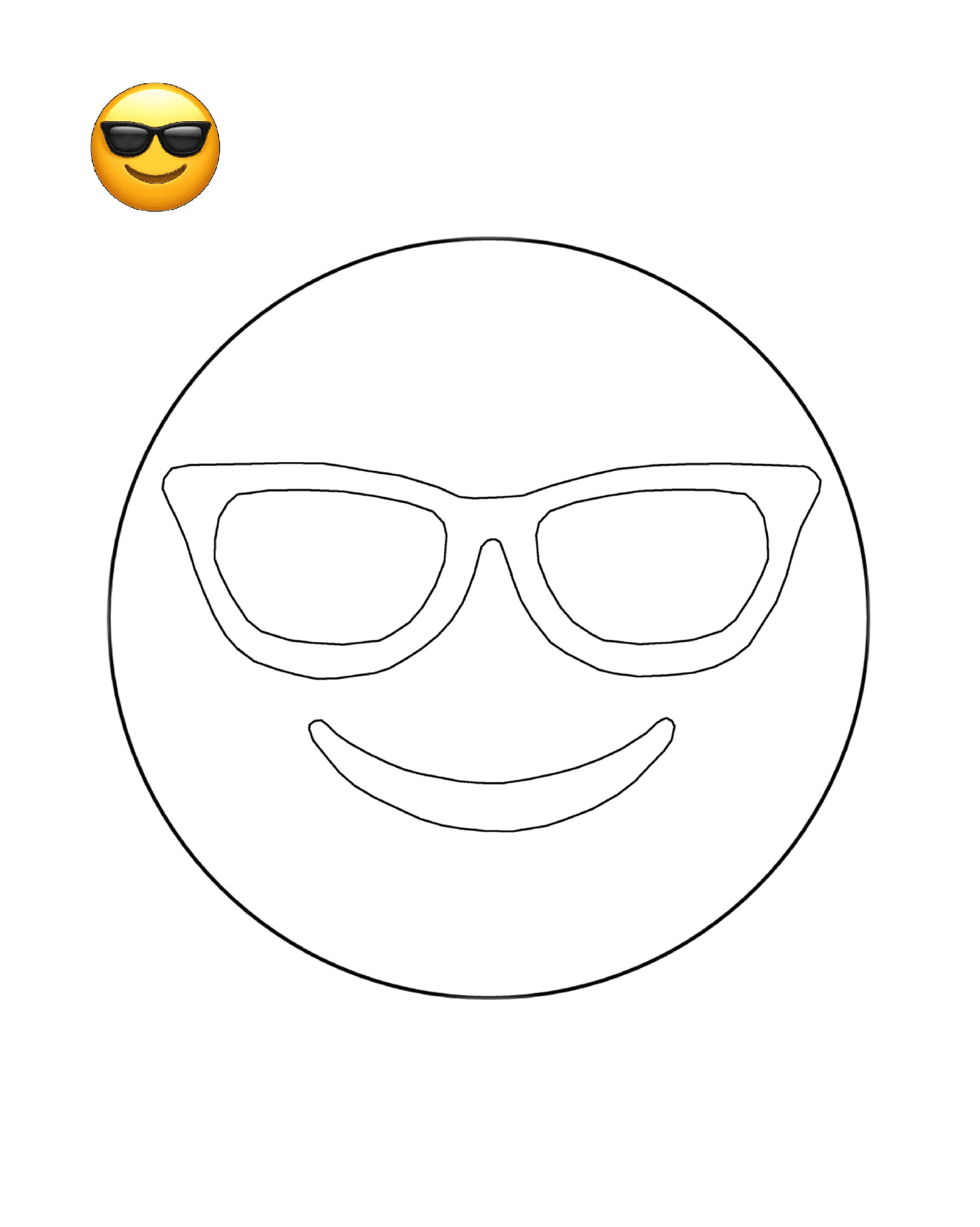 coloriage Emoji Sunglasses Smiley
