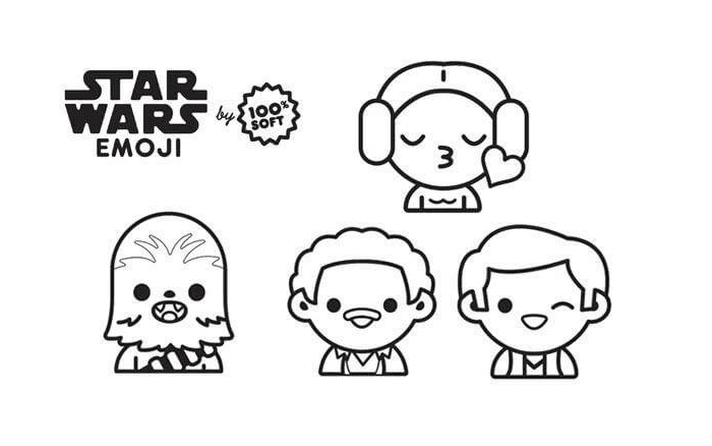 coloriage star wars emoji personnages