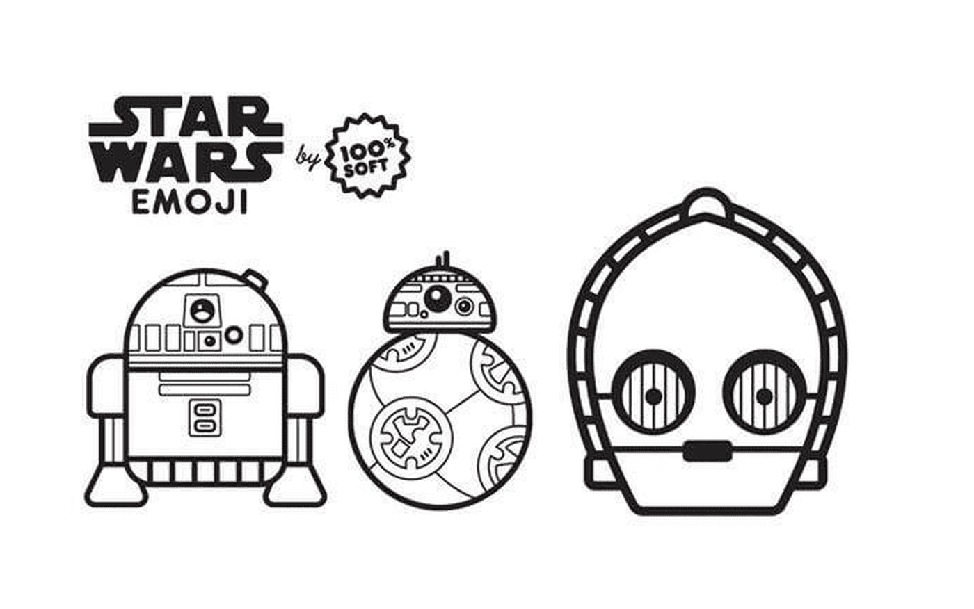 coloriage star wars emoji robots