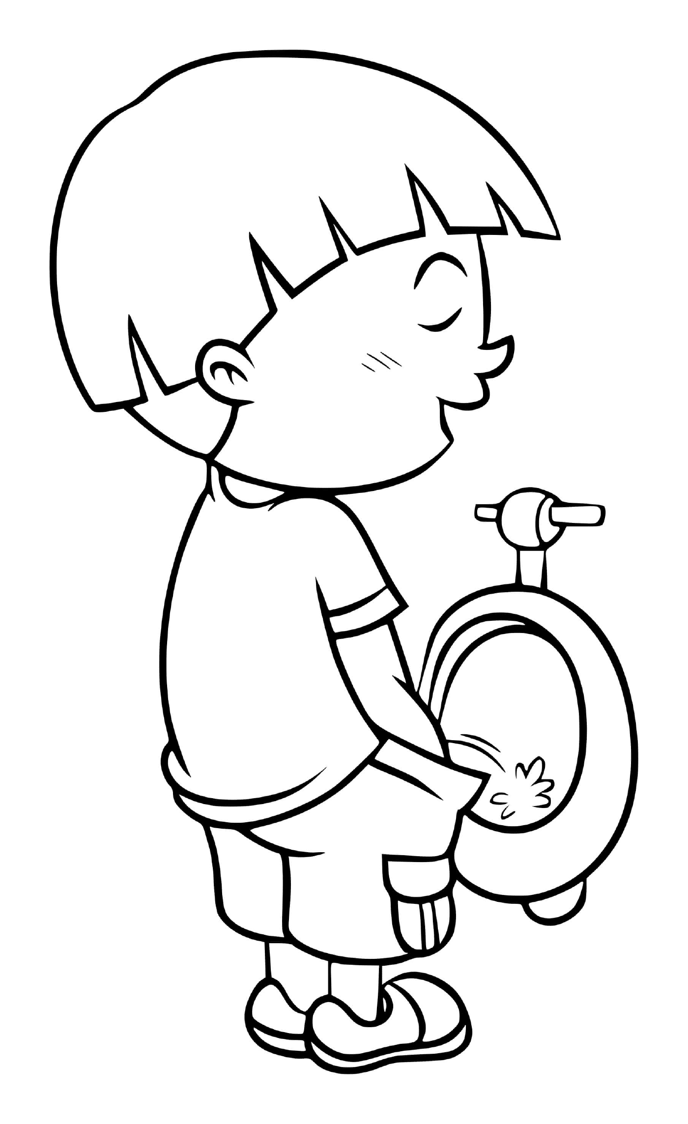 coloriage un petit garcon fait pipi dans la salle de bain
