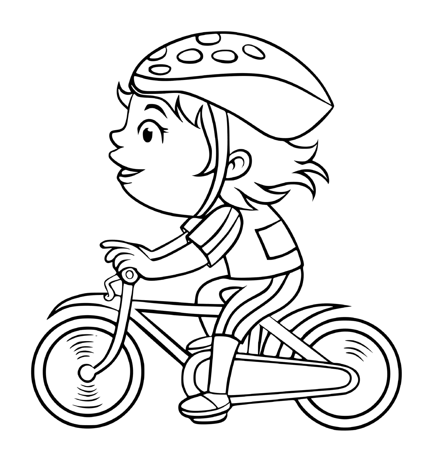 coloriage une fille pedale a pleine vitesse sur son velo