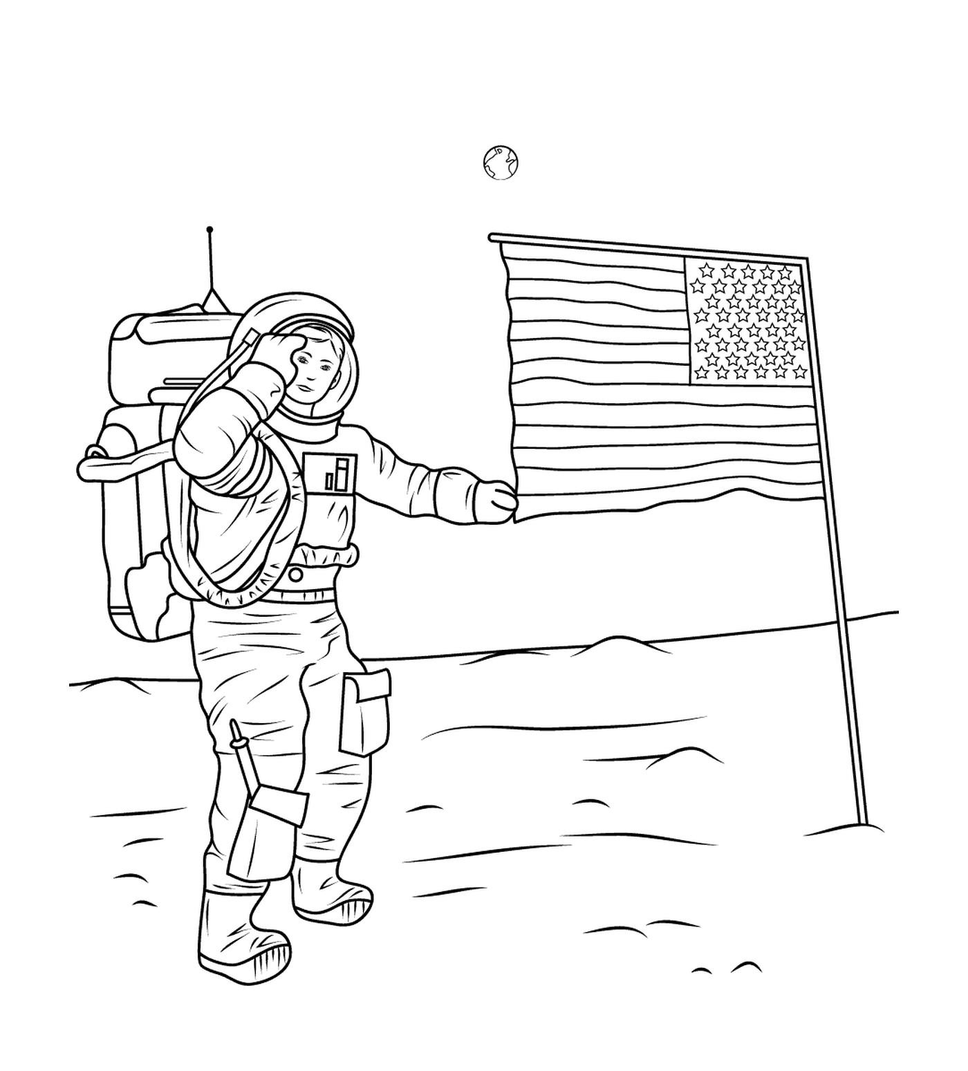 coloriage neil armstrong on the moon