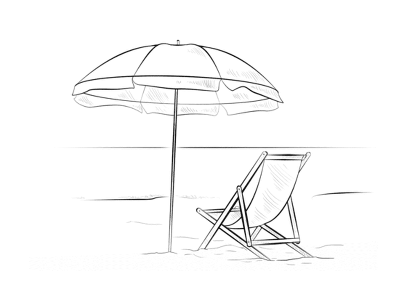 coloriage parasol avec chaise de plage vacance ete