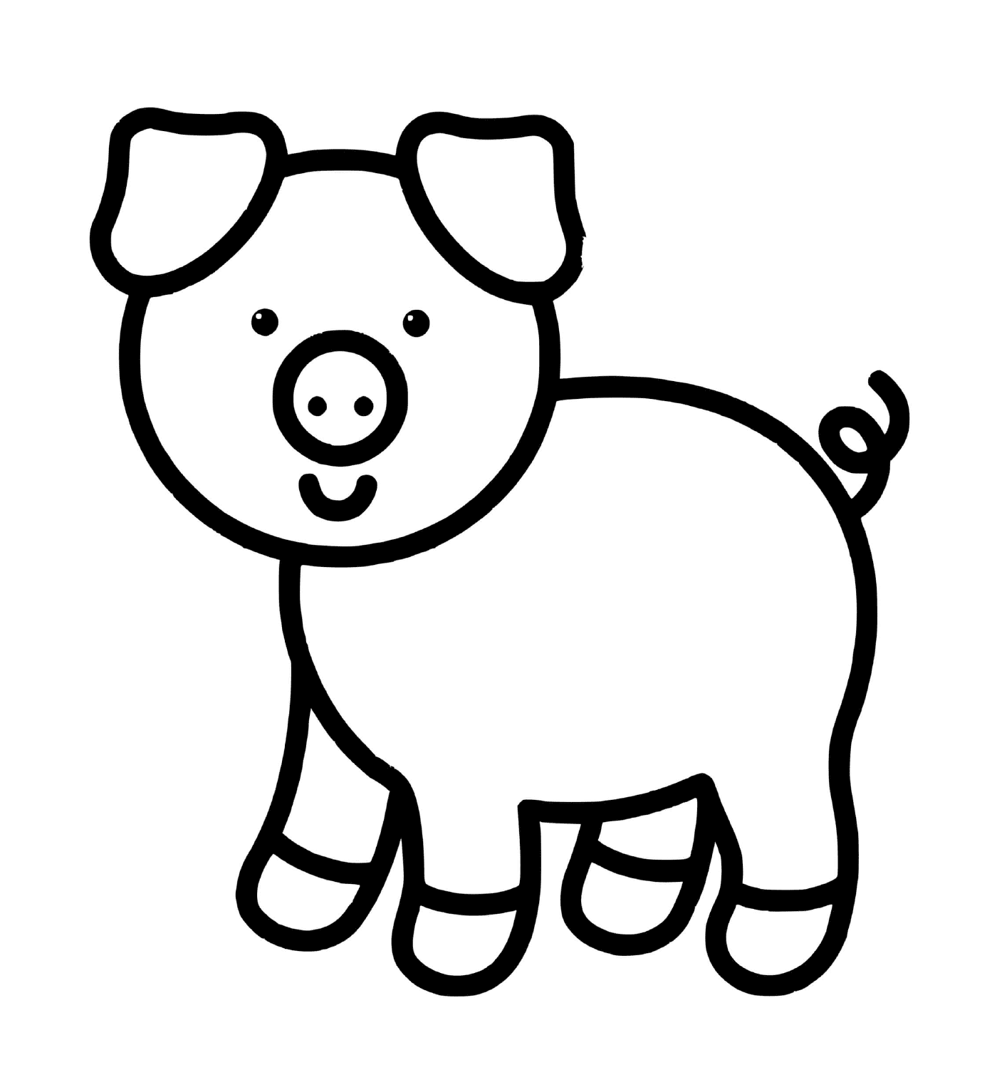coloriage cochon facile maternelle 2 ans