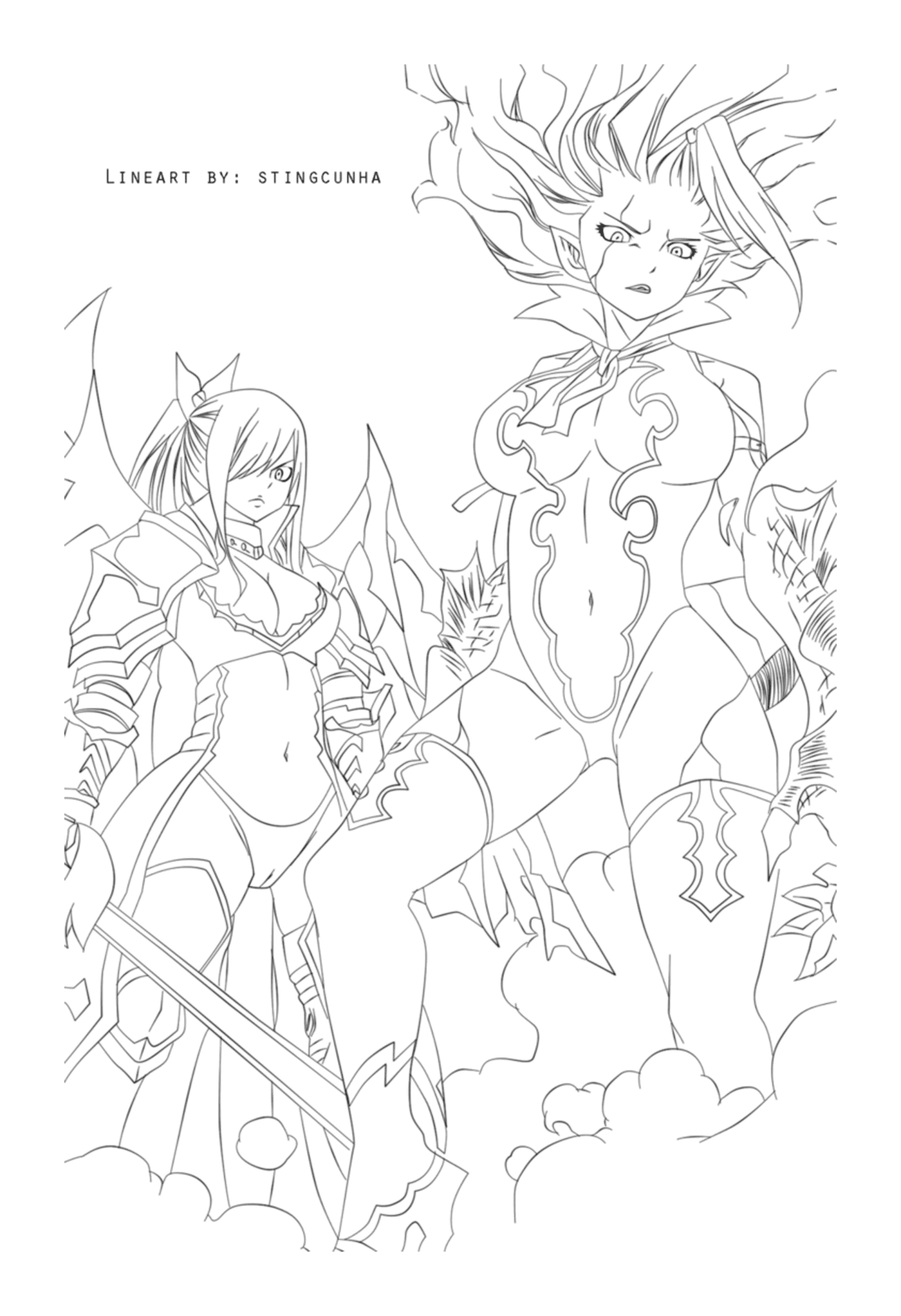 coloriage fairy tail mirajane and erza