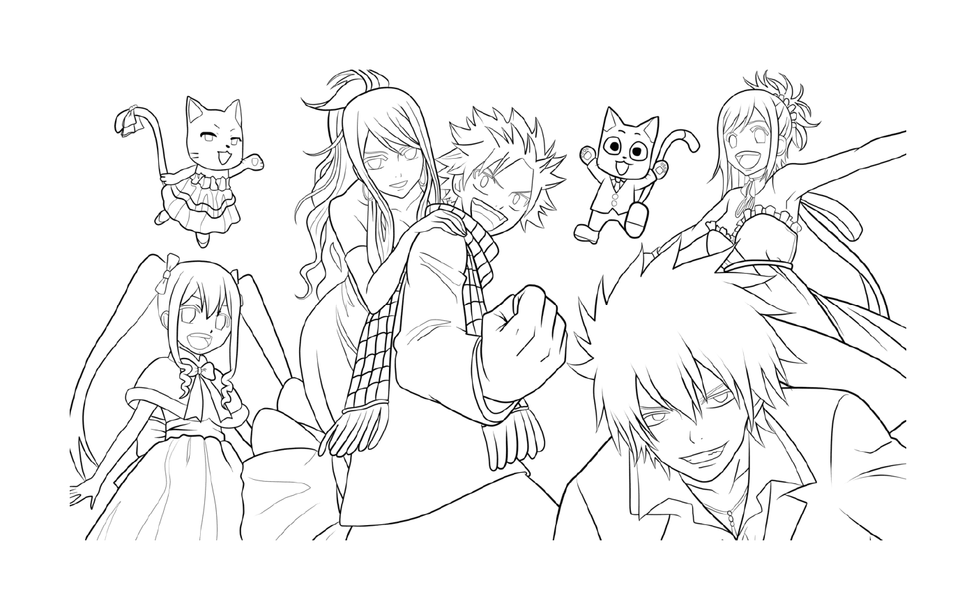 coloriage fairy tail team by xubeix