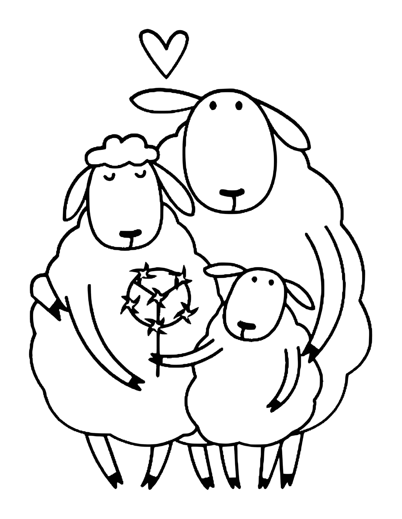 coloriage une famille de moutons