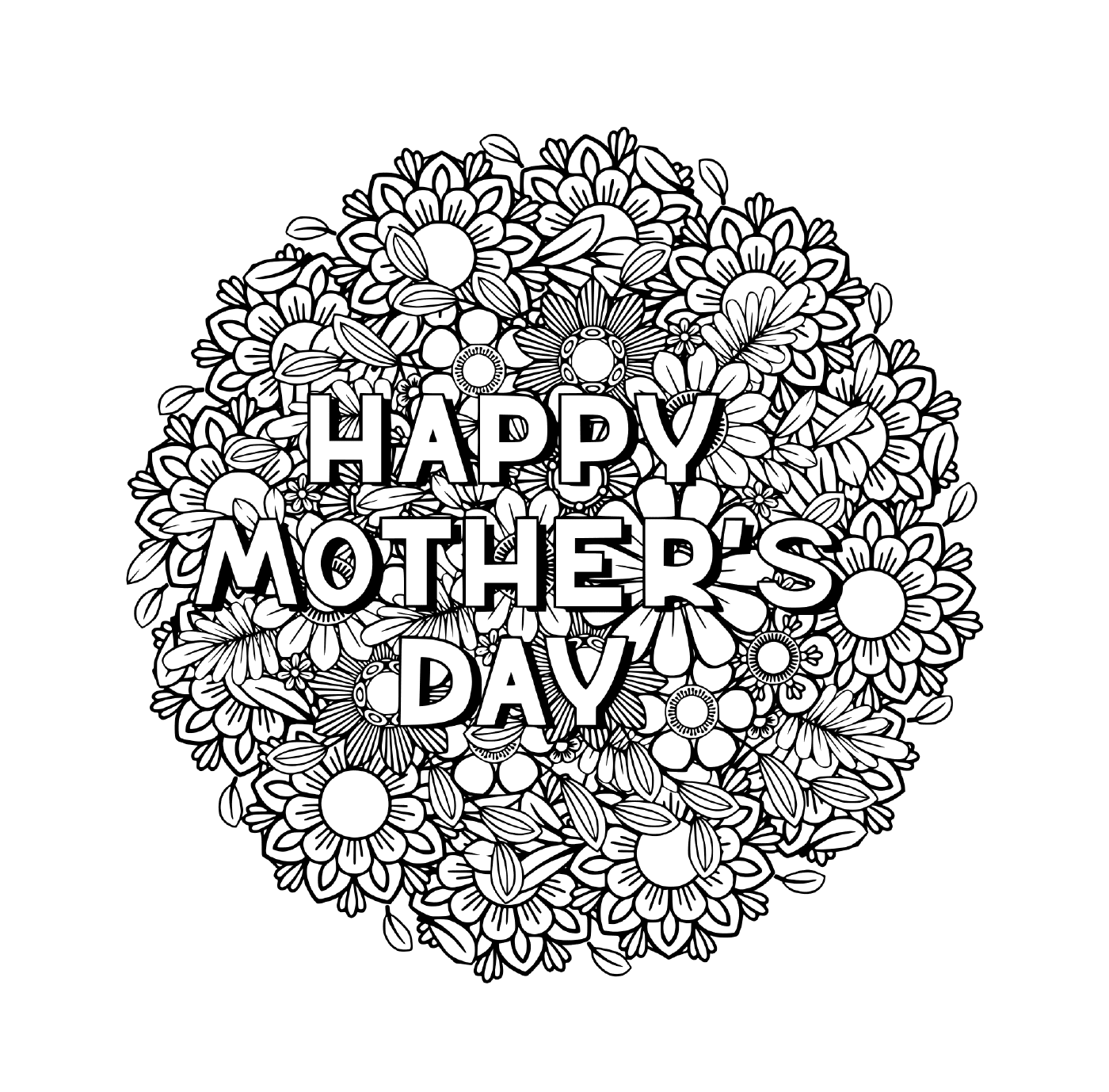 coloriage happy mothers day pour adulte