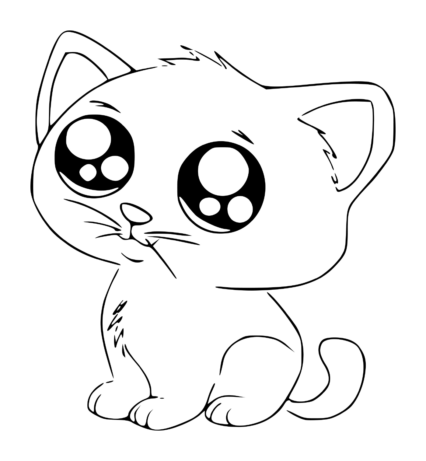 coloriage chat vraiment mignon kawaii