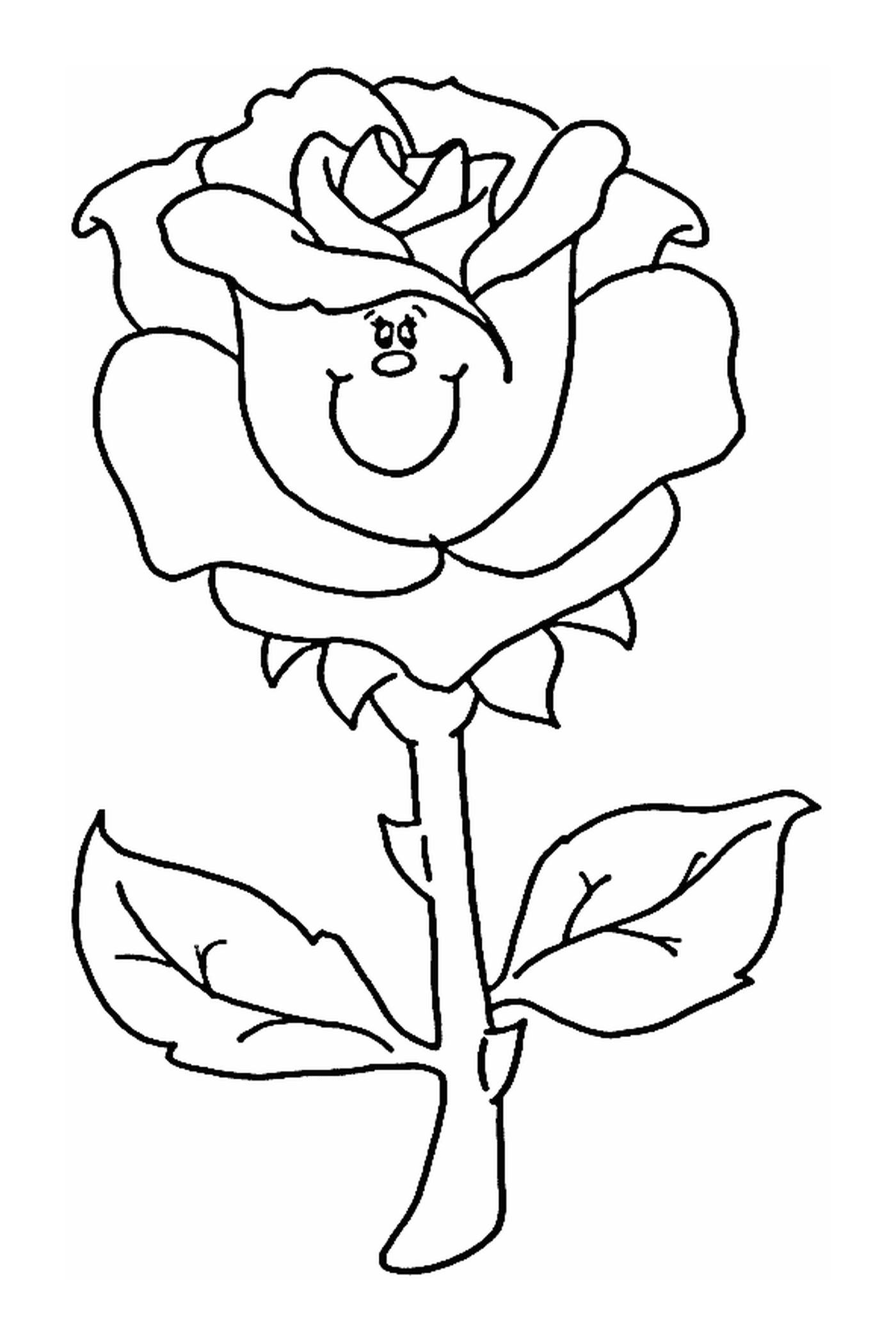 coloriage une rose avec tige