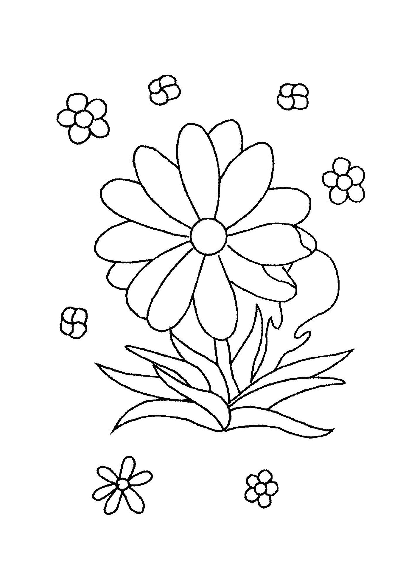 coloriage fleur et petite fleurs