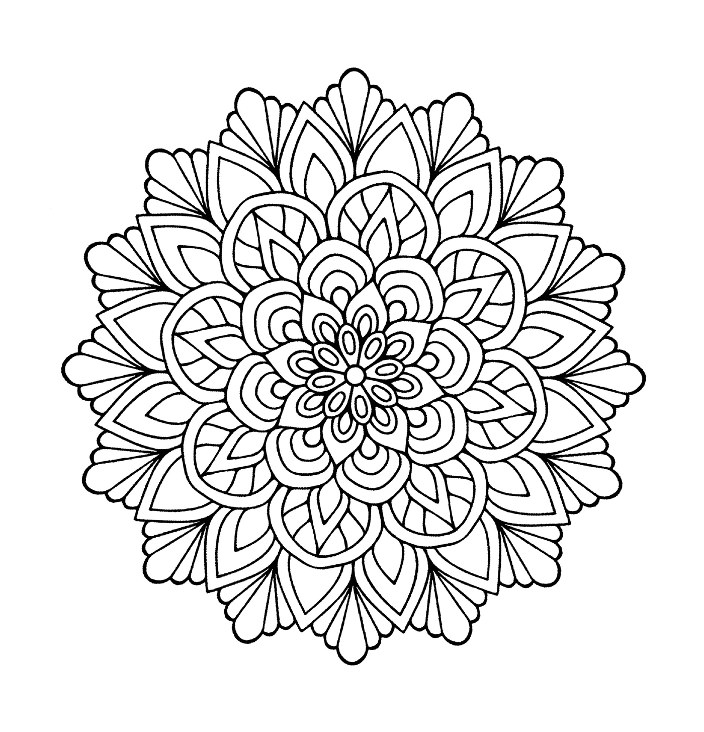 coloriage mandala fleur avec feuilles