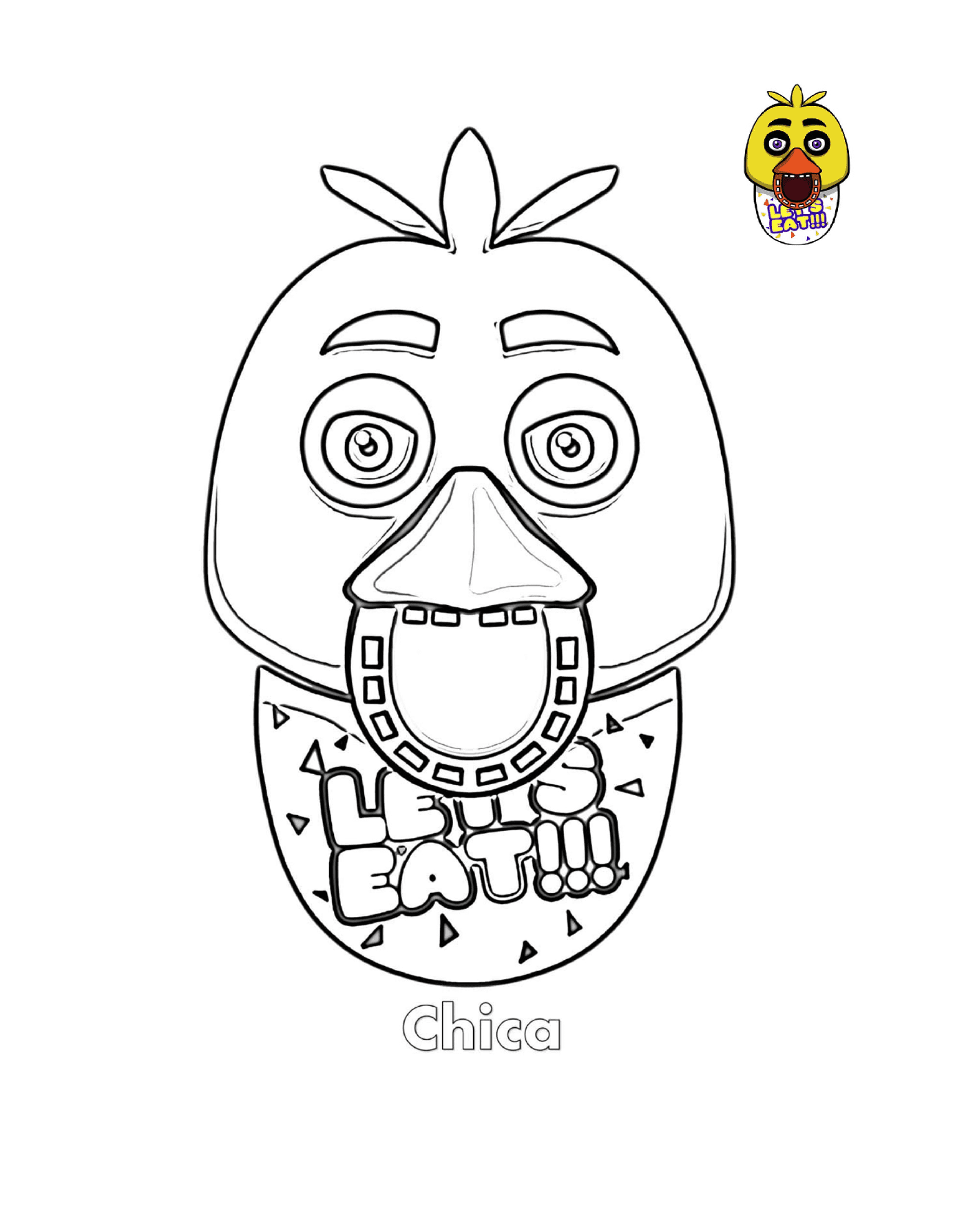 coloriage Chica Face FNAF