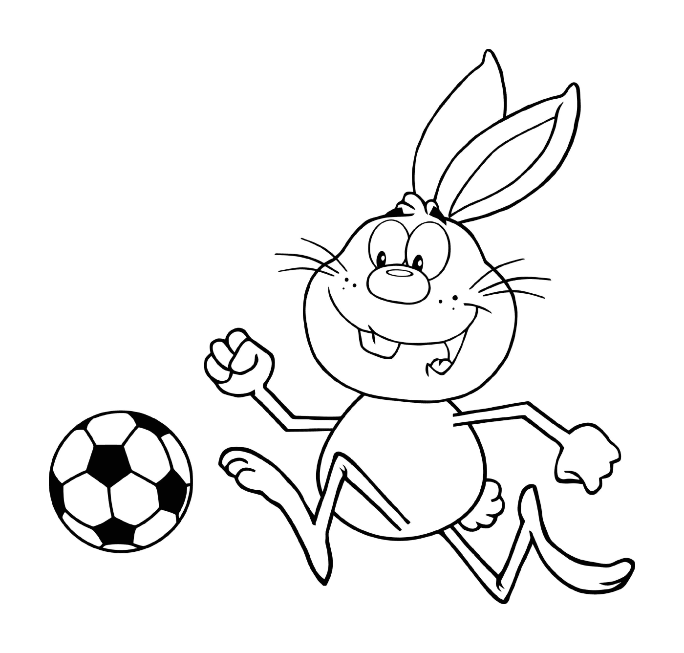 coloriage lapin qui joue au foot
