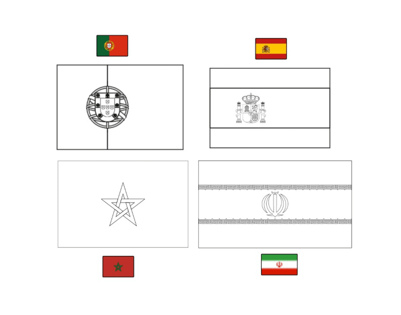 coloriage fifa coupe du monde 2018 Groupe B Portugal Espagne Maroc Iran