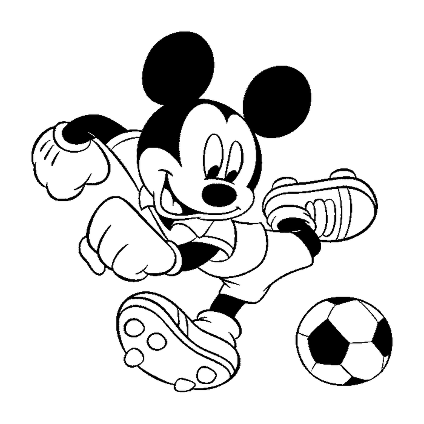 coloriage mickey mouse aime le football