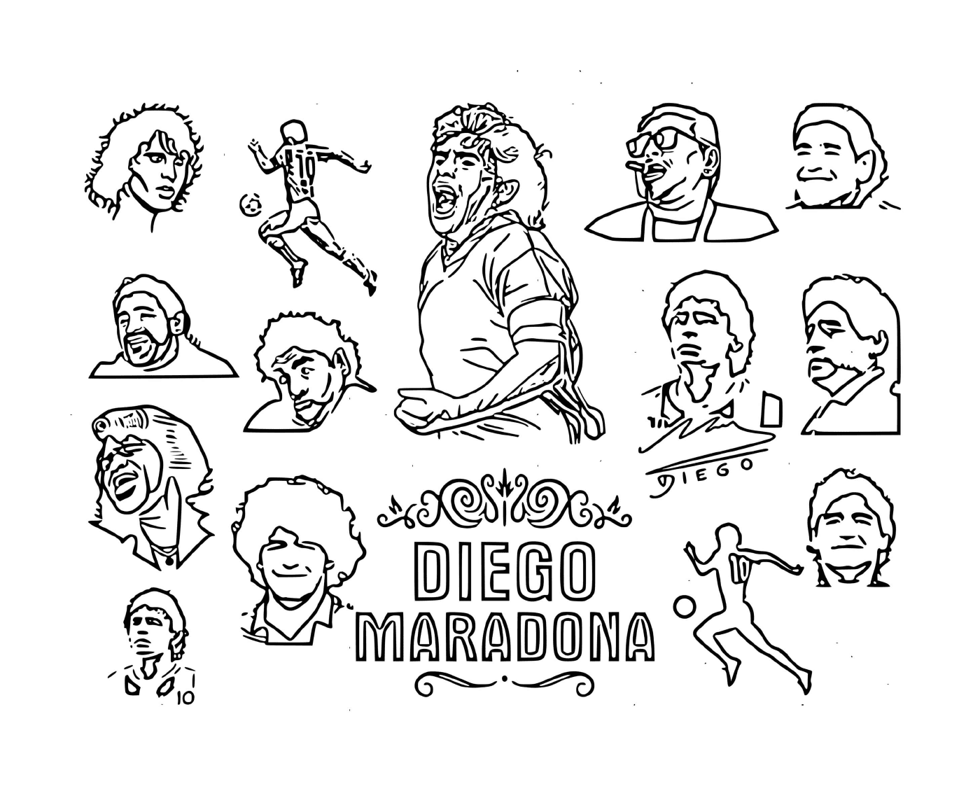 coloriage diego maradona legende du football