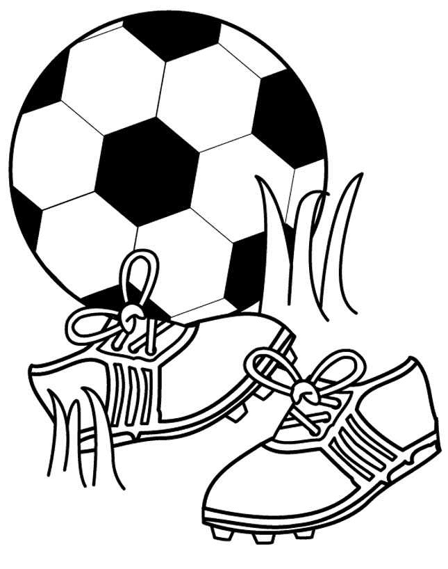 coloriage ballon de foot et chaussures