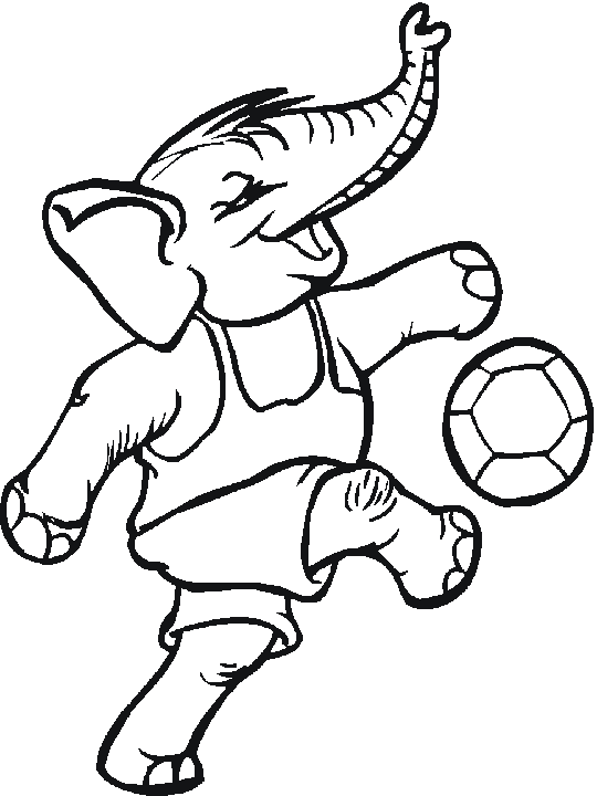 coloriage elephant qui joue au foot