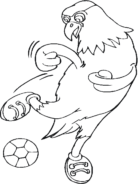 coloriage un oiseau qui joue au foot