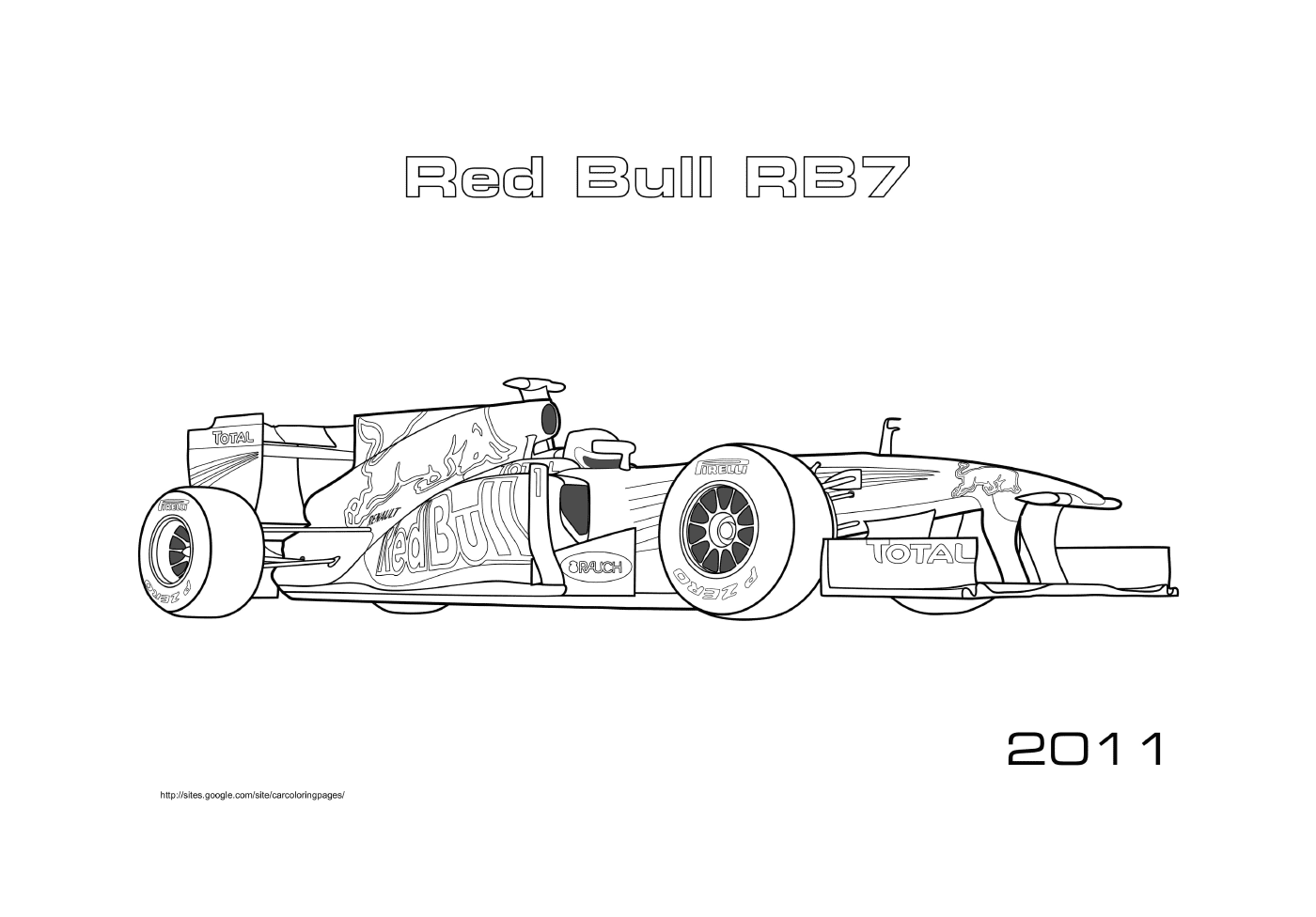 coloriage Formule 1 Red Bull Rb7 2011